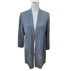 LOFT Women's Textured Gray Blue Lightweight Cardigan size L